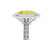 Radiant Cut Vintage Milgrain Halo Engagement Ring Setting for a Fancy Yellow Lab-Grown Diamond | Bezel Head | Platinum