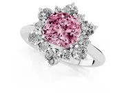 Cushion Cut Cluster Halo Engagement Ring Setting for a Fancy Pink Lab-Grown Diamond | Two-Size Accents | Sterling Silver