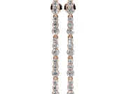 Round Lab-Grown Diamond Single Row Dangle Earrings | Open Box Links | Rose Gold