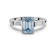 Emerald Cut Tapered Baguette Engagement Ring Setting for a Fancy Blue Lab-Grown Diamond | Platinum