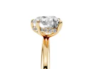 Heart Cut Diamond Solitaire Ring Set in Yellow gold with Thin Band and Prong Setting