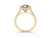 Princess Cut Halo Engagement Ring Setting for a Black Center | Plain Polished Band | Yellow Gold