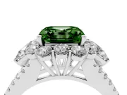 Fancy Green Asscher Cut Diamond Halo Split Shank Engagement Ring Set in Platinum with Prong-Held Center Stone