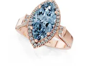 Marquise Halo Engagement Ring Setting for a Fancy Blue Lab-Grown Diamond | Pavé Panel Shoulders | Rose Gold