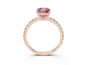 Princess Cut Pave Engagement Ring Setting for a Fancy Pink Lab-Grown Diamond | Shared Prong Band | Rose Gold