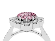 Heart-Shaped Milgrain Cluster Halo Engagement Ring Setting for a Fancy Pink Lab-Grown Diamond | Plain Band | Platinum
