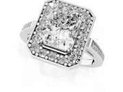 Radiant Cut Halo Engagement Ring Setting | Polished Halo Rim | White Gold