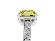 Princess Cut Hidden Halo Engagement Ring Setting for a Fancy Yellow Lab-Grown Diamond | Milgrain Pave | Platinum