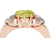 Heart-Shaped Three Stone Engagement Ring Setting for a Fancy Yellow Lab-Grown Diamond | Matching Side Stones | Rose Gold