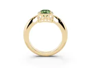 Fancy Green Emerald Cut Diamond Halo Engagement Ring Set in Yellow gold with Plain Split Shank and Prong Setting