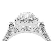 Pear-Shaped Halo Engagement Ring Setting | Pavé Panel Shoulders | Sterling Silver