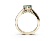 Heart-Shaped Pavé Engagement Ring Setting for a Fancy Green Lab-Grown Diamond | Crossover Gallery | Yellow Gold