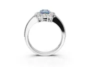 Emerald Cut Vintage Halo Engagement Ring Setting for a Fancy Blue Lab-Grown Diamond | White Gold