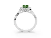 Cushion Cut Leaf Halo Engagement Ring Setting for a Fancy Green Lab-Grown Diamond | Sterling Silver