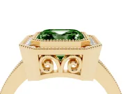 Asscher Cut Milgrain Halo Engagement Ring Setting for a Fancy Green Lab-Grown Diamond | Yellow Gold