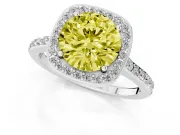 Round Halo Engagement Ring Setting for a Fancy Yellow Lab-Grown Diamond | White Gold - Design NV-24729