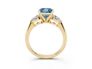 Princess Cut 3-Stone Engagement Ring Setting for a Fancy Blue Lab-Grown Diamond | Yellow Gold