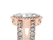 Marquise Halo Split Shank Engagement Ring Setting | Pavé Strands | Rose Gold