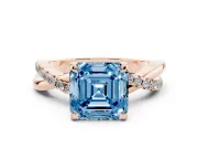 Asscher Cut Twist Engagement Ring Setting for a Fancy Blue Lab-Grown Diamond | Rose Gold