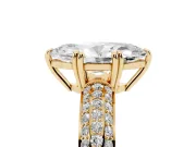 Marquise Three Row Pave Solitaire Engagement Ring Setting | Double Claw Prongs | Yellow Gold