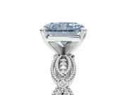 Radiant Cut Vintage Milgrain Engagement Ring Setting for a Fancy Blue Lab-Grown Diamond | Graduated Stations | Platinum