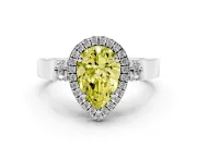 Pear-Shaped Halo Engagement Ring Setting for a Fancy Yellow Lab-Grown Diamond | Pavé Panel Shoulders | White Gold