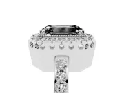 Emerald Cut Halo Engagement Ring Setting for a Black Center | Sterling Silver
