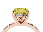 Princess Cut Engagement Ring Setting for a Fancy Yellow Lab-Grown Diamond | Hidden Halo | Rose Gold