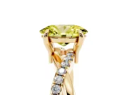 Fancy Yellow Oval Cut Diamond Twist Band Solitaire Set in Yellow gold with Pavé Accents and Prong Setting