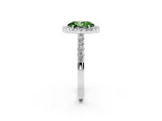Oval Halo Engagement Ring Setting for a Fancy Green Lab-Grown Diamond | Single Row Pavé Band | Sterling Silver