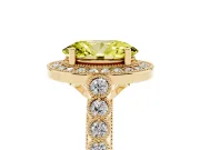 Oval Milgrain Halo Engagement Ring Setting for a Fancy Yellow Lab-Grown Diamond | Graduated Bezel Accents | Yellow Gold