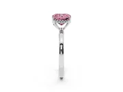 Radiant Cut Hidden Halo Engagement Ring Setting for a Fancy Pink Lab-Grown Diamond | Thin Band | Sterling Silver