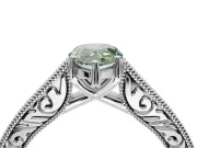 Pear-Shaped Vintage Pavé Engagement Ring Setting for a Fancy Green Lab-Grown Diamond | Sterling Silver
