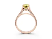 Fancy Yellow Emerald Cut Diamond Pavé Split Shank Solitaire Ring Set in Rose gold with Prong Setting