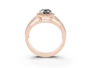 Fancy Black Oval Cut Diamond Halo Ring Set in Rose gold with Double Pavé Split Shank