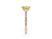 Fancy Yellow Oval Cut Diamond Pavé Band Ring Set in Rose gold with Prong-Set Center Stone