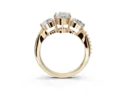 Pear-Shaped Three Stone Engagement Ring Setting | Tapered Pave Band | Yellow Gold