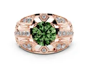 Round Art Deco Graduated Engagement Ring Setting for a Fancy Green Lab-Grown Diamond | Rose Gold