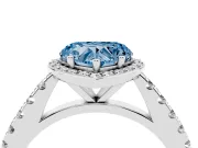 Fancy Blue Heart Cut Diamond Halo Engagement Ring Set in Silver with Pavé Band and Prong Setting