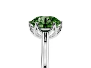 Fancy Green Round Cut Diamond Solitaire Cathedral Ring Set in Platinum with Prong Setting
