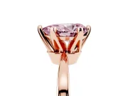 Fancy Pink Pear Cut Diamond Solitaire Engagement Ring Set in Rose gold with Slim Tapered Solitaire Band