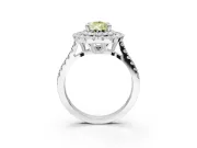 Canary Yellow Pear-Shaped Lab-Grown Diamond Double Halo Statement Ring Set in Platinum with Pavé Band