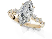 Marquise Solitaire Engagement Ring Setting | Graduated Scattered Accents | Yellow Gold