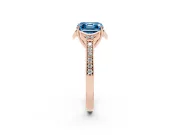 Asscher Cut Floral Pavé Engagement Ring Setting for a Fancy Blue Lab-Grown Diamond | Rose Gold