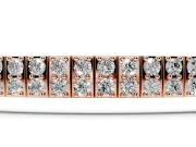 Round Lab-Grown Diamond Two-Row Tennis Bracelet | Hinged Square Links | Rose Gold