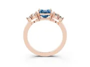 Asscher Cut Cluster Side Stone Engagement Ring Setting for a Fancy Blue Lab-Grown Diamond | Plain Band | Rose Gold