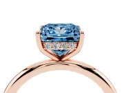 Princess Cut Hidden Halo Ring Setting for a Fancy Blue Lab-Grown Diamond | Rose Gold