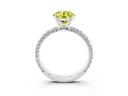 Round Domed Pavé Engagement Ring Setting for a Fancy Yellow Lab-Grown Diamond | White Gold