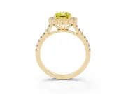 Radiant Cut Milgrain Floral Halo Engagement Ring Setting for a Fancy Yellow Lab-Grown Diamond | Pavé Band | Yellow Gold