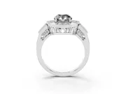 Fancy Black Pear Cut Diamond Milgrain Halo Ring Set in Silver with Split Shank